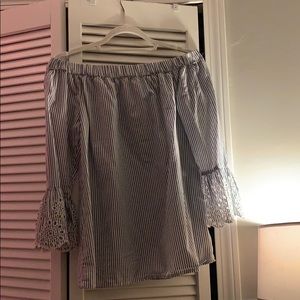 Off the shoulder striped long sleeve